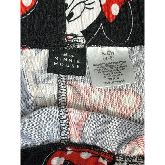 Disney Minnie Mouse Shorts Womens Small Black Red Bow Lounge Sleepwear - Picture 9 of 10